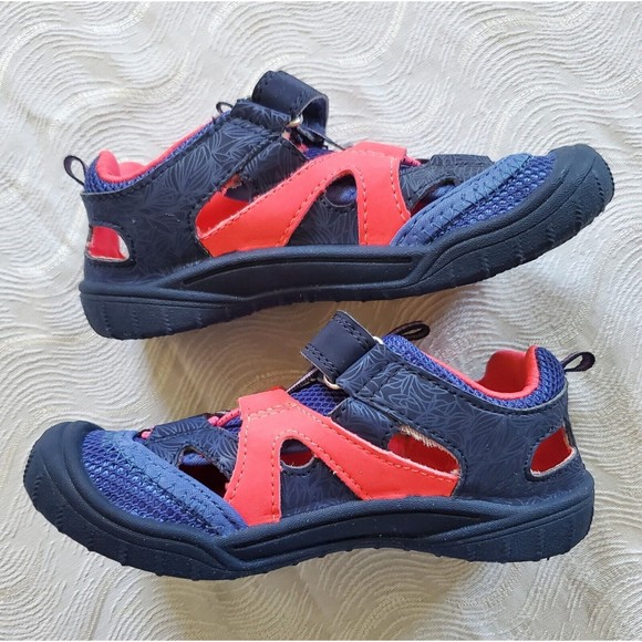 OshKosh B'Gosh Toddler Girls Size 12 Blue Pink Hook Loop Sport Sneakers Shoes - Picture 5 of 9